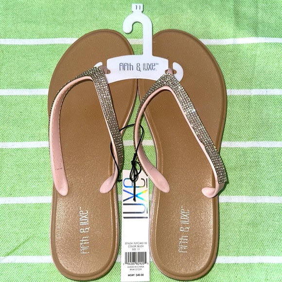 Nwt Rhinestone Blush Pink Flip-flops Size 9/10 or 11 - Picture 4 of 4